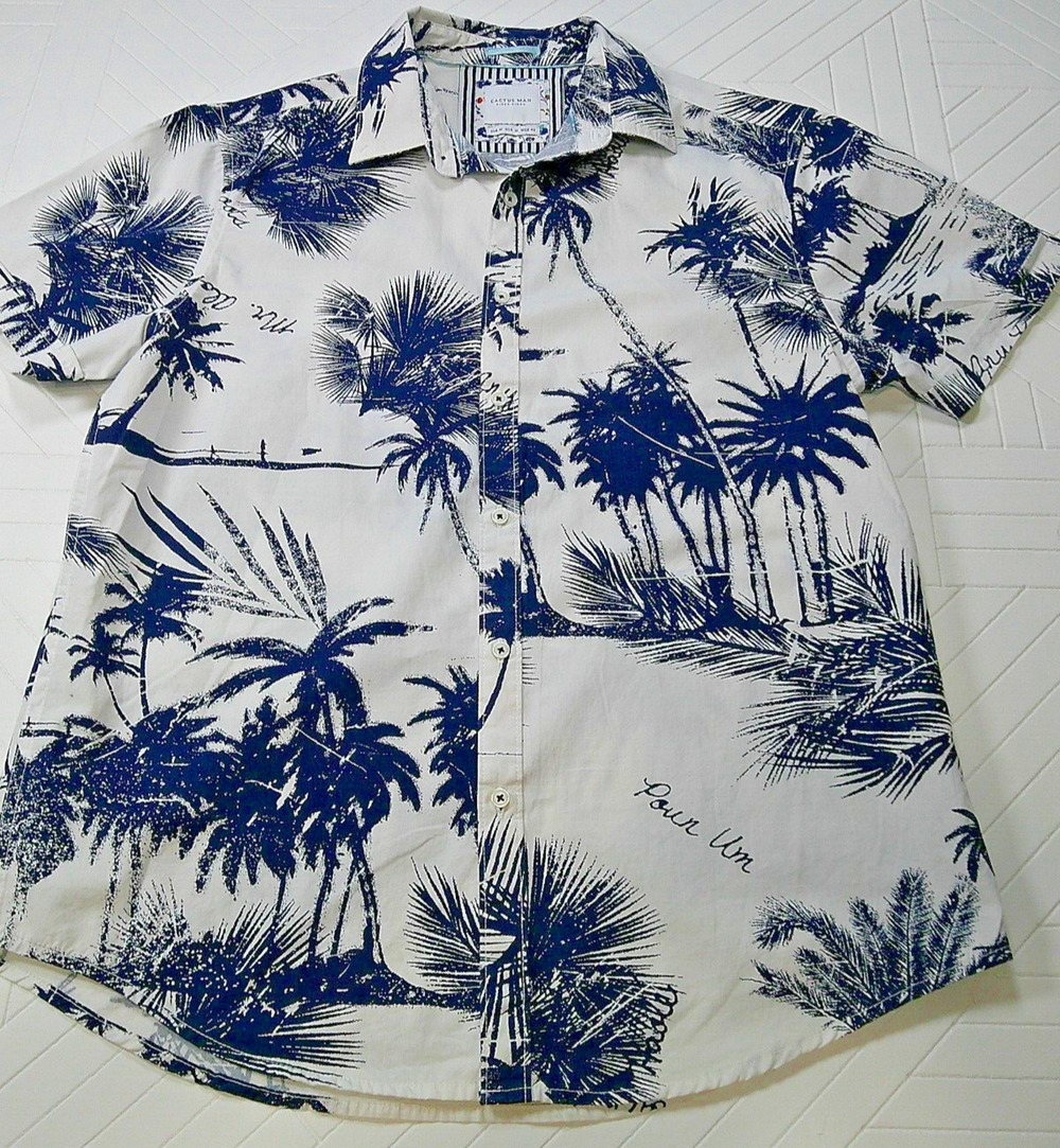 Tropical Mens Shirt Cactus Man 100% Cotton Leisure Wear Vacation Summer-Medium